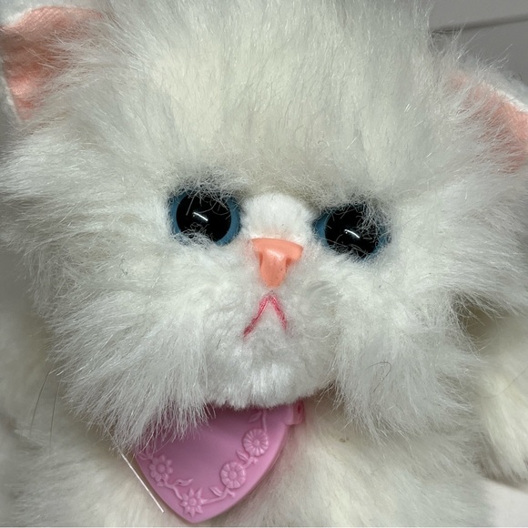 Tyco Kitty Kitty Kittens White Persian Purring Cat Plush Name Tag Colar Vtg 90s - Picture 3 of 13